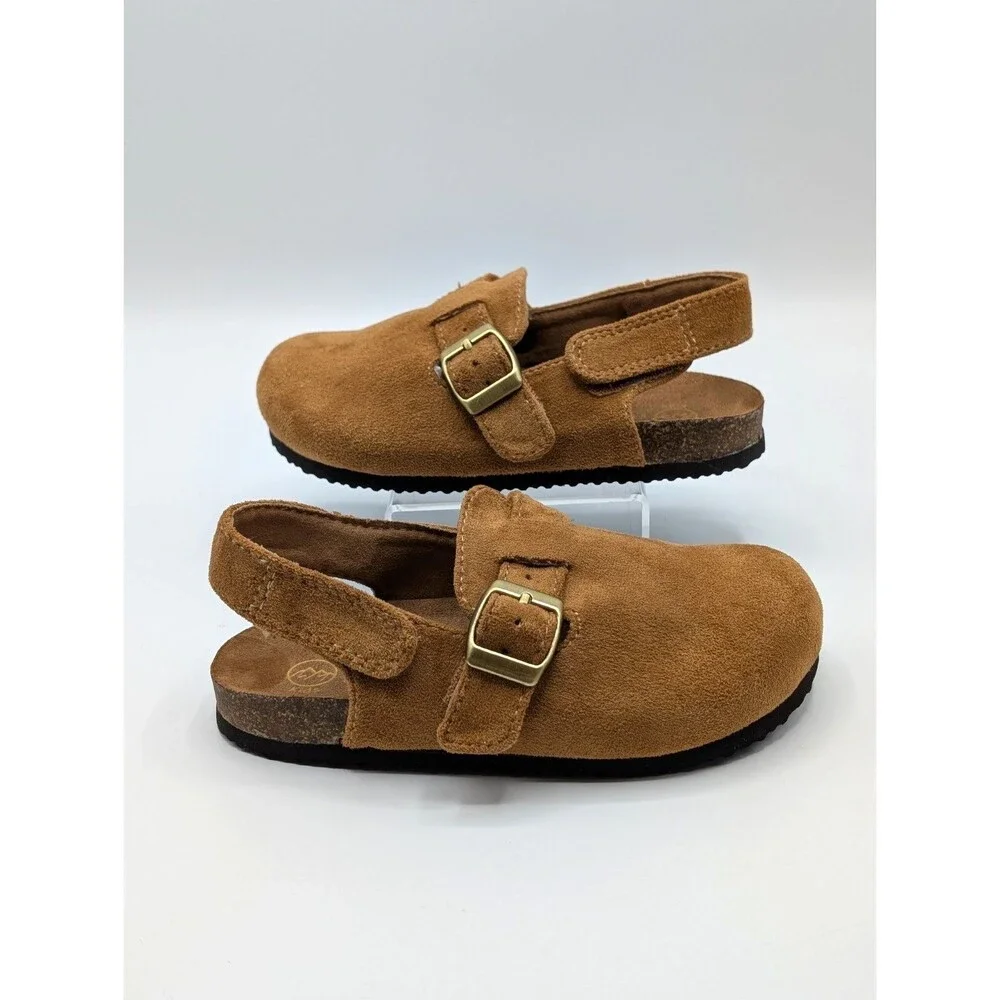 White Mountain Foodbeds Shoes Toddler 9 Tan Suede Clogs Adjustable Straps Benni